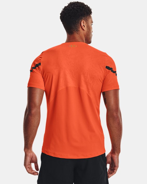 Men's UA RUSH™ 2.0 Emboss Short Sleeve, Orange, pdpMainDesktop image number 2